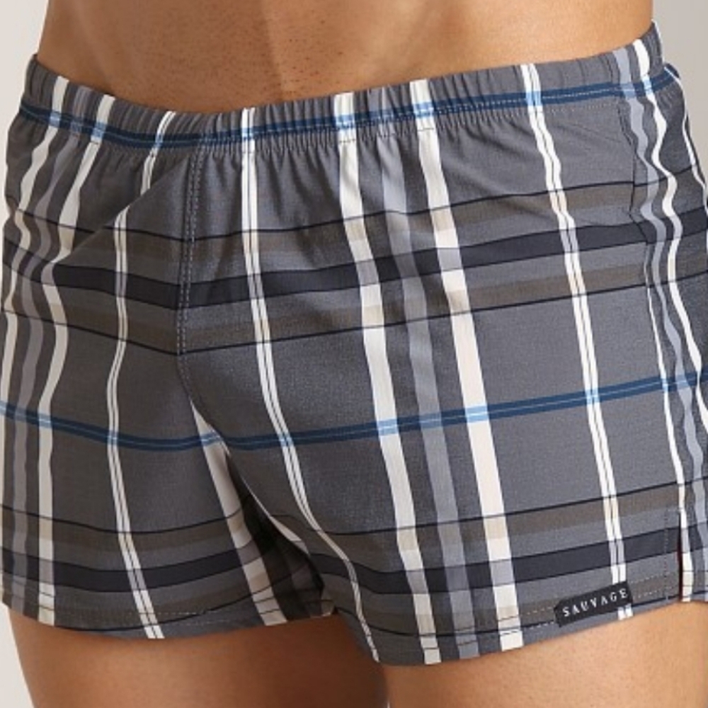 Sauvage California Como Italia Plaid Lined Mens Swim Shorts Trunks USA Blue XL